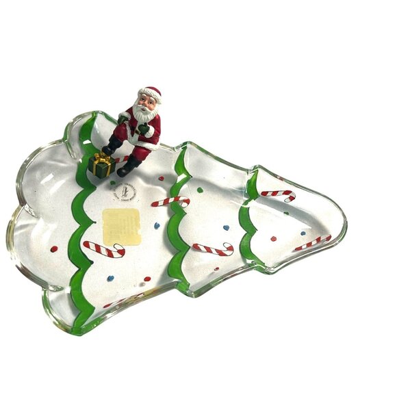 New Gorham Candy Dish Winter Follies with Hand Painted Santa Christmas Whimsical - Picture 1 of 9
